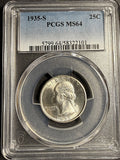 1935-S Washington Quarter, MS64 PCGS. (21172)