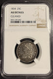 1834 Capped Bust Quarter, AU Details NGC (21184)