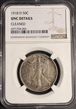 1918-D Walking Liberty Half Dollar, Unc Details, NGC (21190)