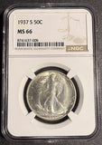 1937-S Walking Liberty Half Dollar, MS66 NGC, (21232)