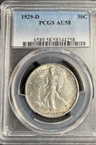 1929-D Walking Liberty Half Dollar, AU58 PCGS, (21236)