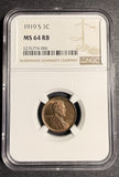 1919-S Lincoln Wheat Cent, MS64RB NGC . (21284)