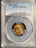 1909-P VDB Lincoln Wheat Cent, MS66RD PCGS, (21302)
