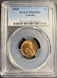 1909-P Lincoln Wheat Cent, MS65RD PCGS, (21306)