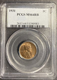 1931 Lincoln Wheat Cent, MS64RB, PCGS. (21320)
