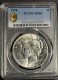1928-P Peace Silver Dollar, MS60?, PCGS (21398).