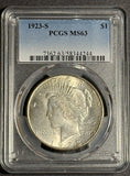 1923-S Peace Silver Dollar, MS63, PCGS (21406)