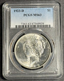 1923-D Peace Silver Dollar, MS63, PCGS (21408)