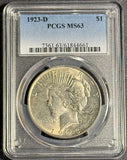 1923-D Peace Silver Dollar, MS63, PCGS (21410)