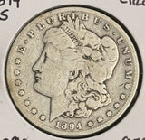 1894-S Morgan Silver Dollar, Nicely Circulated. (21476)