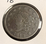 1819/8 Large Cent, Nicely Circulated . (21485)