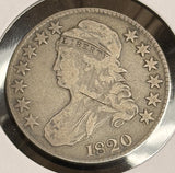1820 Capped Bust Half Dollar, Well Circulated. Scratched (21528)