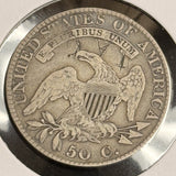1820 Capped Bust Half Dollar, Well Circulated. Scratched (21528)