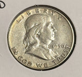 1950-D Franklin Half Dollar, Nicely Circulated, (21744)