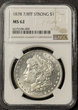 1878 7/8TF Strong Morgan Silver Dollar, MS62 NGC (21850)