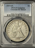 1859-O Seated Liberty Dollar, XF Detail PCGS (21854)