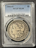 1893-O Morgan Silver Dollar, VG10 PCGS, (21910)