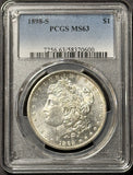 1898-S Morgan Silver Dollar, MS63 PCGS,  (21940)