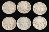 Lot Buffalo Nickels,1920-D (2), 23-S,25-D,25-S,26-D. Average Circ.  at GS Bid (21986)
