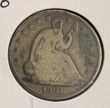 1861-O Seated Liberty Half Dollar, Circulated. (22162)