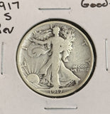 1917-S Rev Walking Liberty Half Dollar, Good+, (22206)