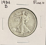 1934-D Walking Liberty Half Dollar, Nicely Circulated, (22236)