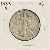 1933-S Walking Liberty Half Dollar, Nice VG, (22240)