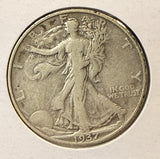 1937-D Walking Liberty Half Dollar, Nicely Circulated, (22347)