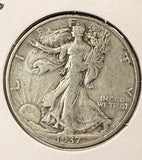 1937-S Walking Liberty Half Dollar, Nicely Circulated, (22351)