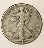 1938-D Walking Liberty Half Dollar, VF, (22355)