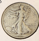 1938-D Walking Liberty Half Dollar, VF, (22357)