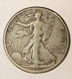 1939 Walking Liberty Half Dollar, Nicely Circulated, (22359)