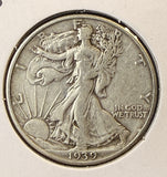 1939-D Walking Liberty Half Dollar, XF, (22363)
