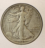 1939-S Walking Liberty Half Dollar, Nicely Circulated, (22367)