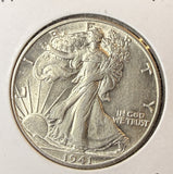 1941-D Walking Liberty Half Dollar, Choice AU, (22660)