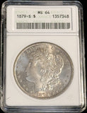 1879-S Morgan Silver Dollar, MS64 ANACS Soapbox Holder. (22856)