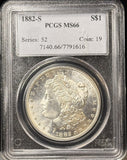 1882-S Morgan Silver Dollar, MS66 PCGS (22872). Beautiful Coin,