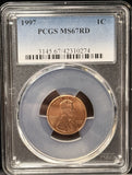 1997 Lincoln Memorial Cent, MS67RD PCGS (22888)