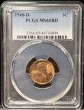 1948-D Lincoln Wheat Cent, MS65RD PCGS (22894)