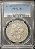 1895-S Morgan Silver Dollar, VF30 PCGS. Tough Straight Grade Holder. (22940)