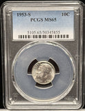 1953-S Roosevelt Dime, MS65 PCGS, (22958)