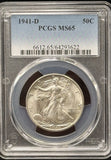 1941-D Walking Liberty Half Dollar, MS65 PCGS (23016)