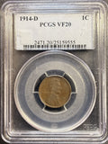 1914-D Lincoln Wheat Cent, VF20 PCGS (23174)