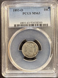 1893-O Barber Dime, MS63 PCGS. (23178)