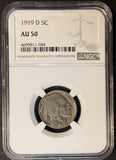 1919-D Buffalo Nickel, AU50 NGC, (23186)
