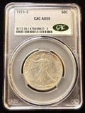 1916-S Walking Liberty Half Dollar, AU55 CACG. (23214)