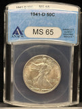 1941-D Walking Liberty Half Dollar, MS65 ANACS. (23274)