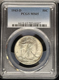 1943-D Walking Liberty Half Dollar, MS65 PCGS. (23284)