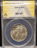 1943-S Walking Liberty Half Dollar, MS65 ANACS. (23288)