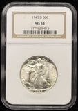 1945-D Walking Liberty Half Dollar, MS65 NGC. (23304)